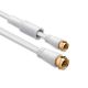 1aTTack.de Flat SAT Antenna Cable, 85db, Weather Proof Gold-Plated, 1.5 Meters, 2x Shielded, F Plug > F Plug, White - 7672878